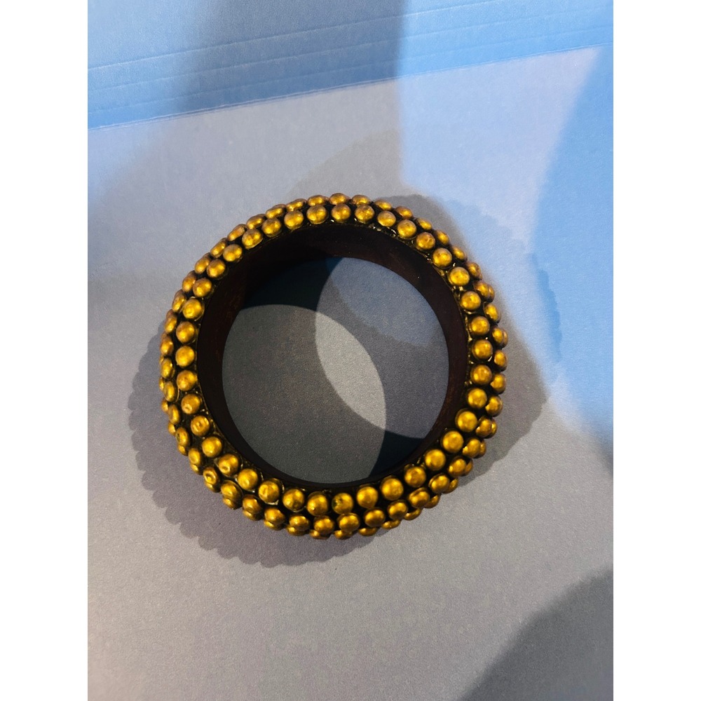 Bangle Bracelet Women OS Gold Excellent Studded Chunky Boho Statement